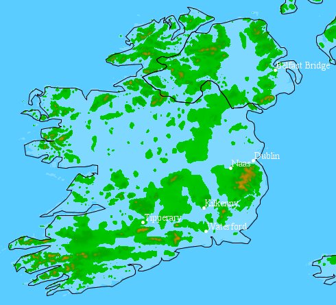 Map of flooded Ireland